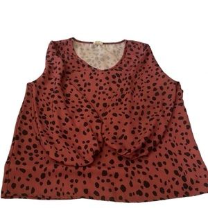 Bibi Black + Mauve Polka Dot Long Sleeve Top Size M